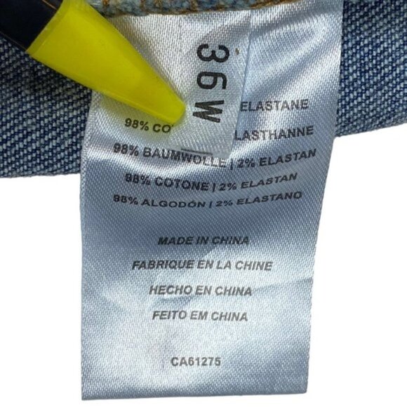 Gfc Toronto Men's Blue Medium Wash Distressed Raw Hem Slim Denim Jeans US 36 - Picture 16 of 16